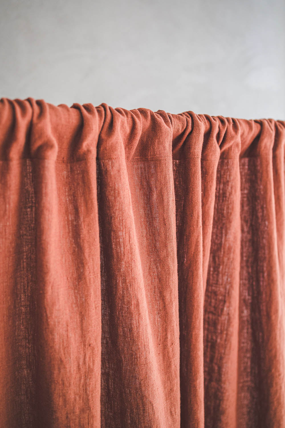 Burnt orange linen curtain