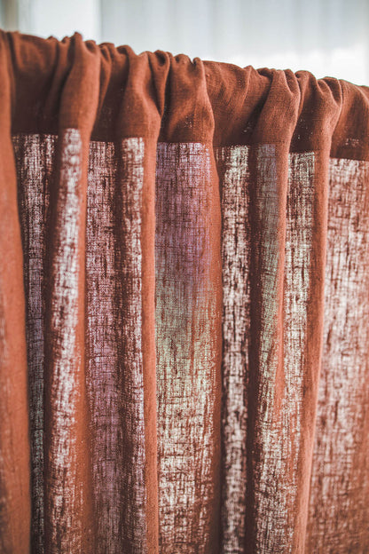 Burnt orange linen curtain