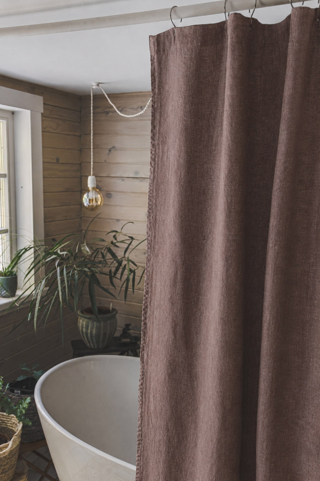Cocoa linen shower curtain