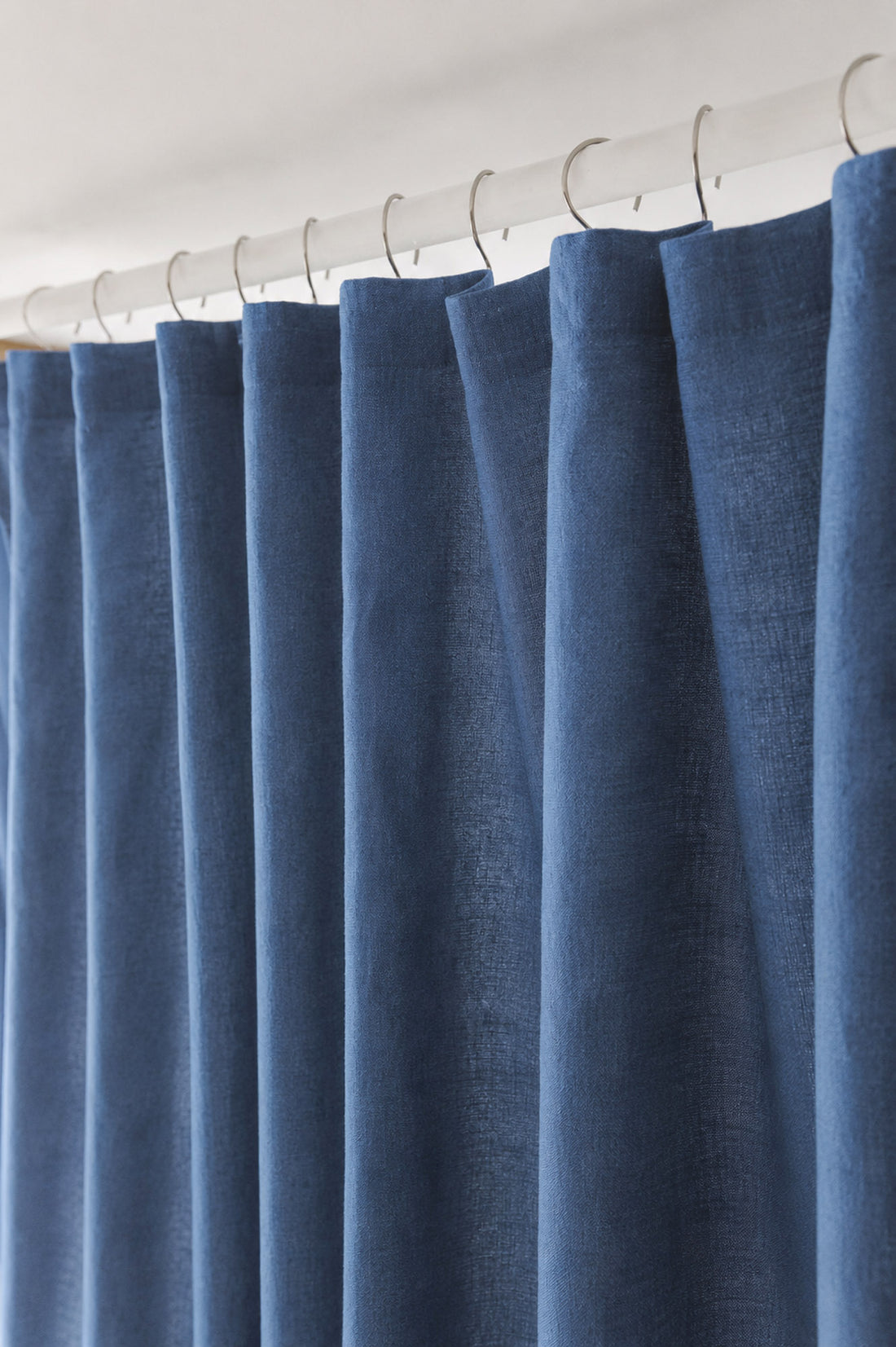 Cornflower blue linen shower curtain