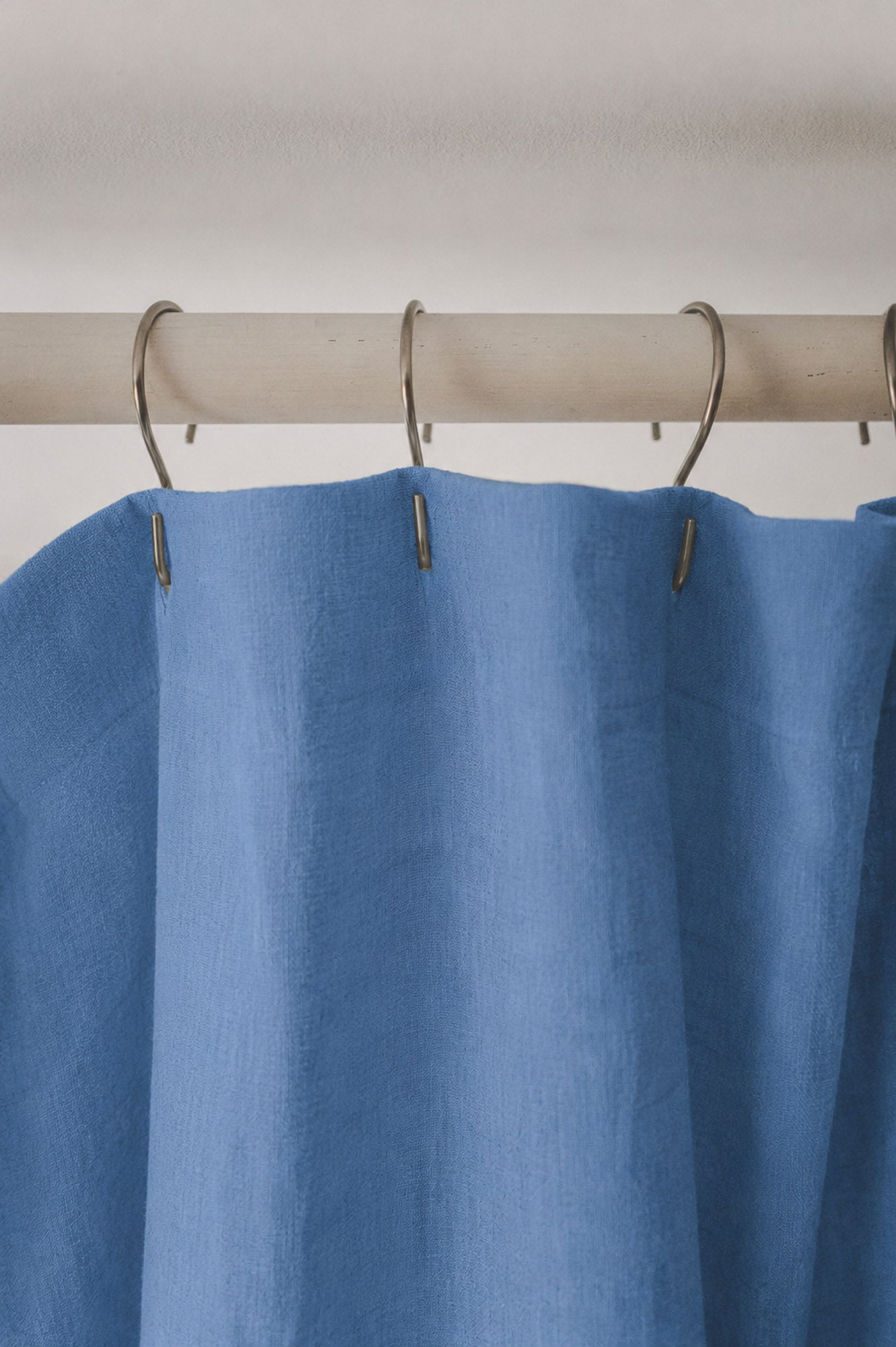 Denim blue linen shower curtain