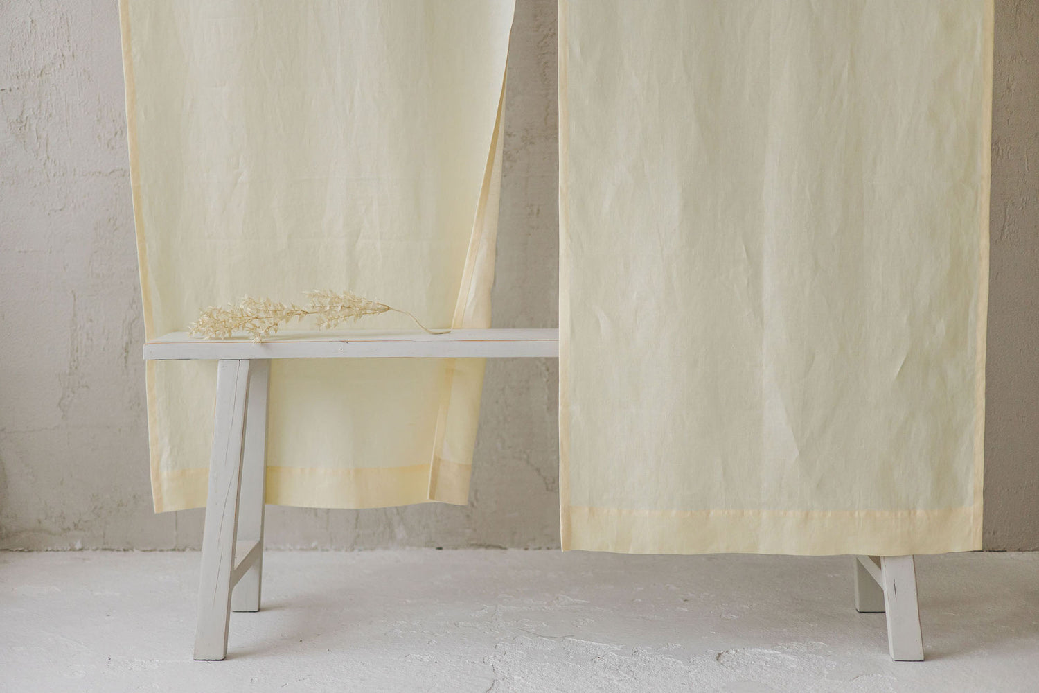 Vanilla yellow Linen Noren Curtain