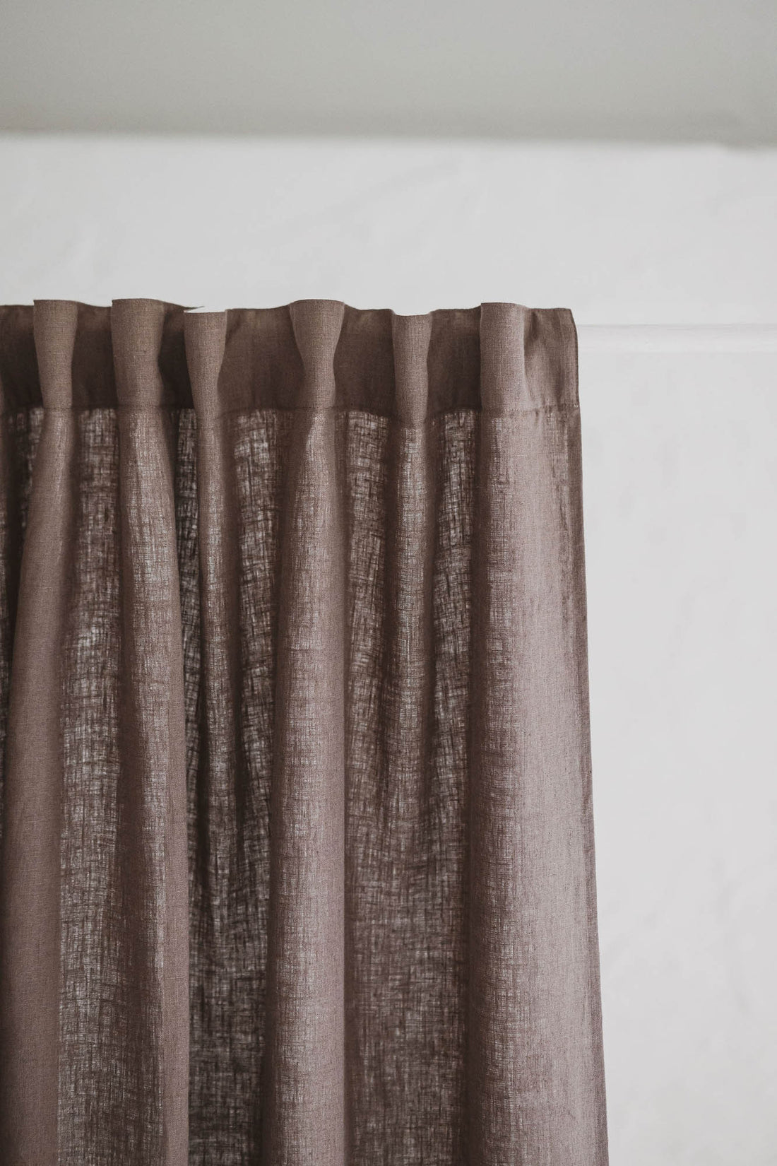 Cocoa linen curtain with multifunctional heading tape