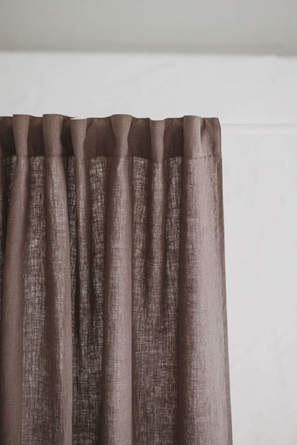 Cocoa linen curtain with multifunctional heading tape