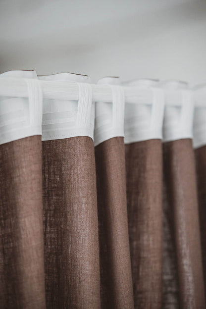 Cocoa linen curtain with multifunctional heading tape