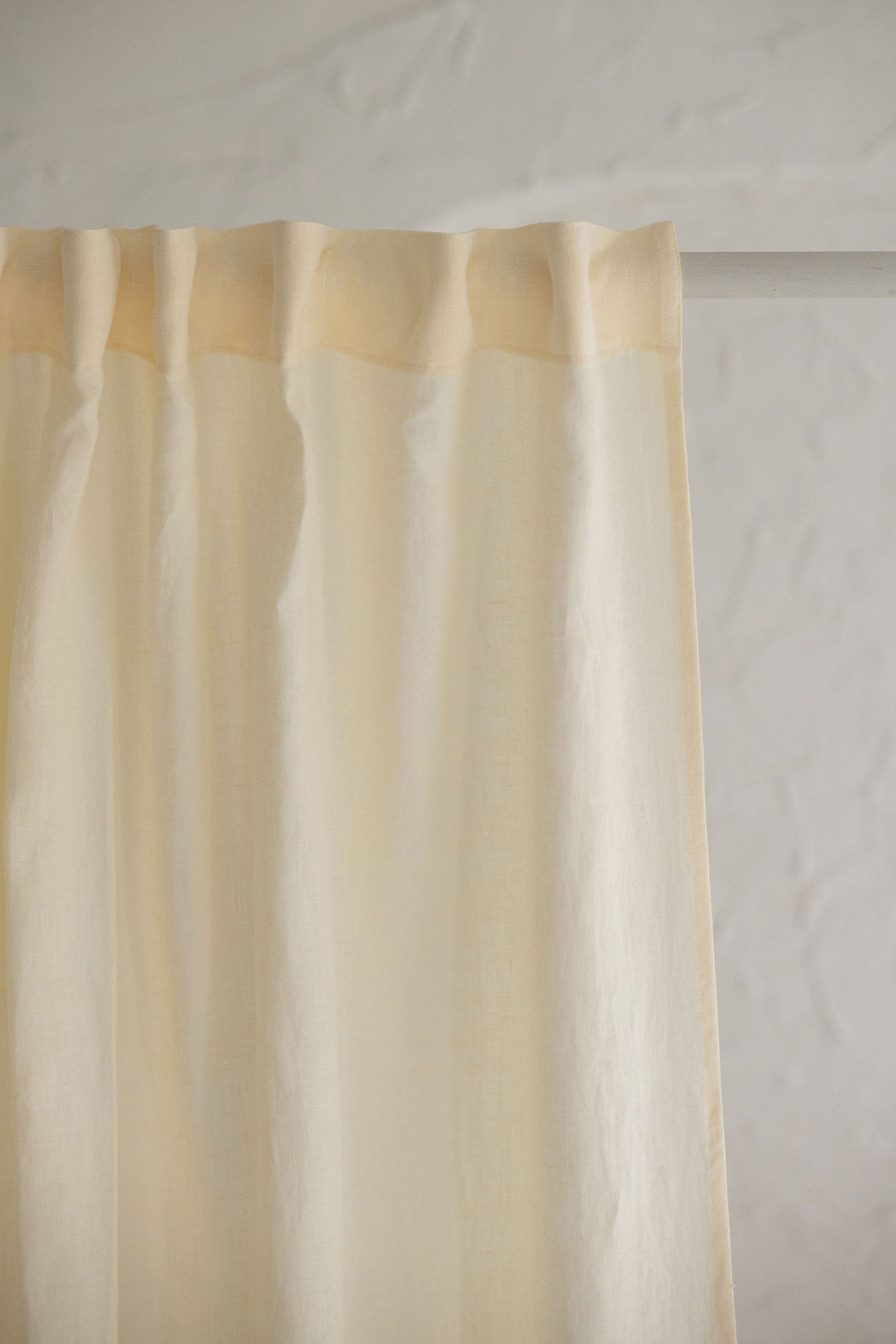 Vanilla yellow linen curtain with multifunctional heading tape