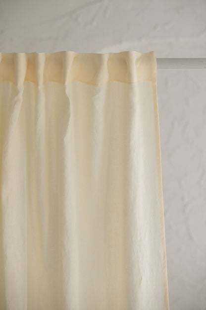 Vanilla yellow linen curtain with multifunctional heading tape