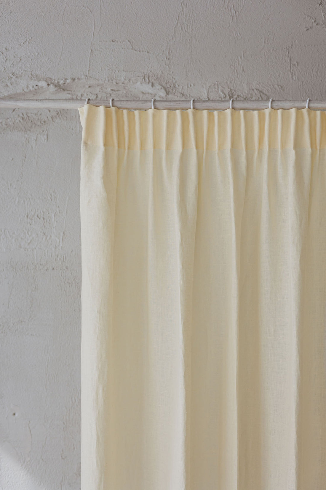 Pencil pleat linen curtain in vanilla yellow