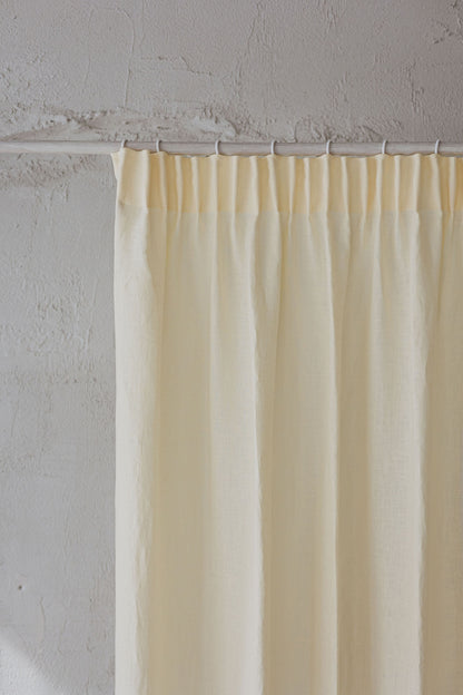 Pencil pleat linen curtain in vanilla yellow