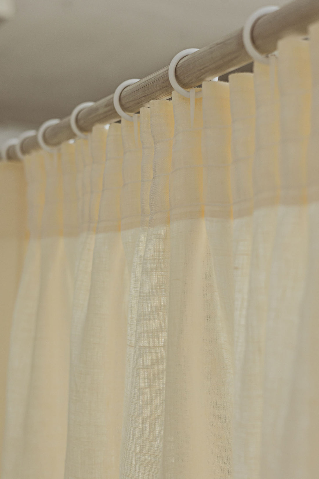Pencil pleat linen curtain in vanilla yellow