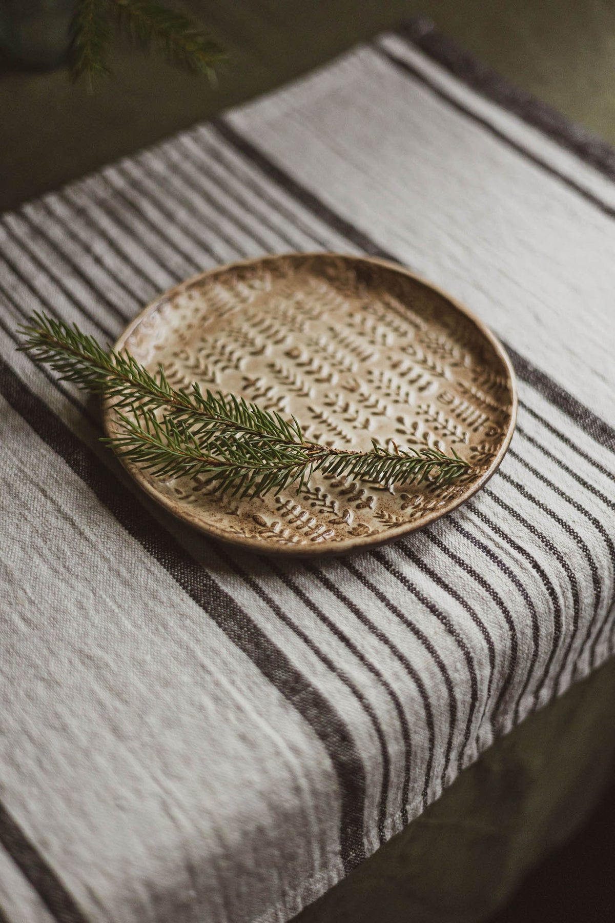 French style linen placemats with black stripes