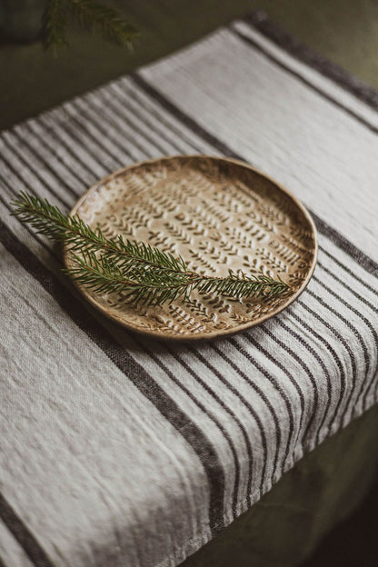French style linen placemats with black stripes