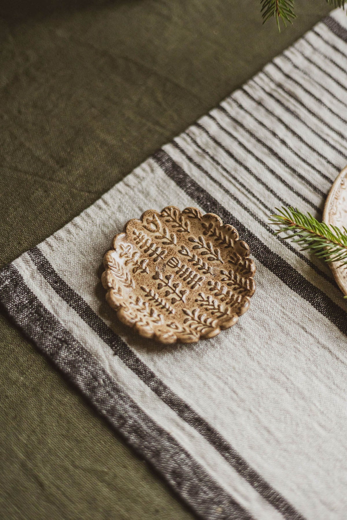 French style linen placemats with black stripes