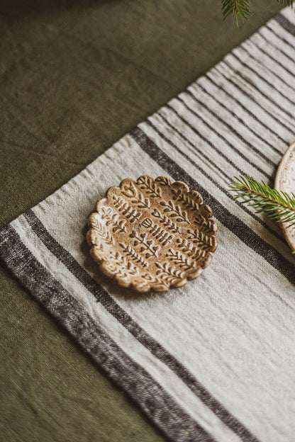 French style linen placemats with black stripes