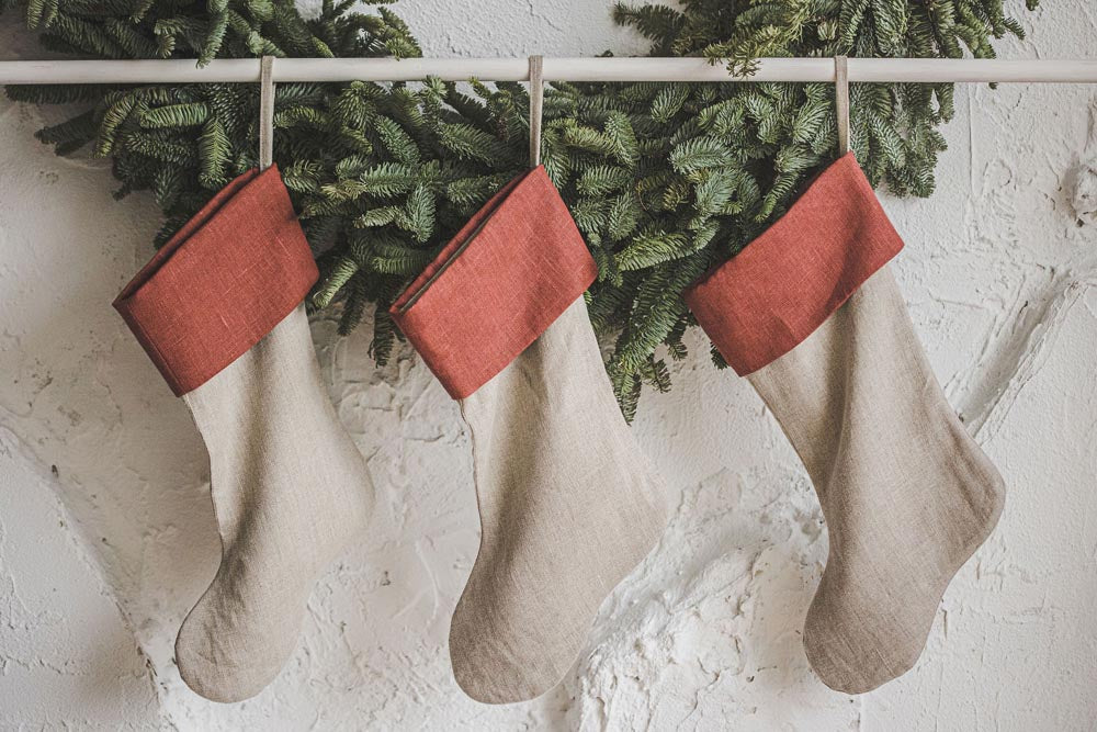 Linen Christmas stocking