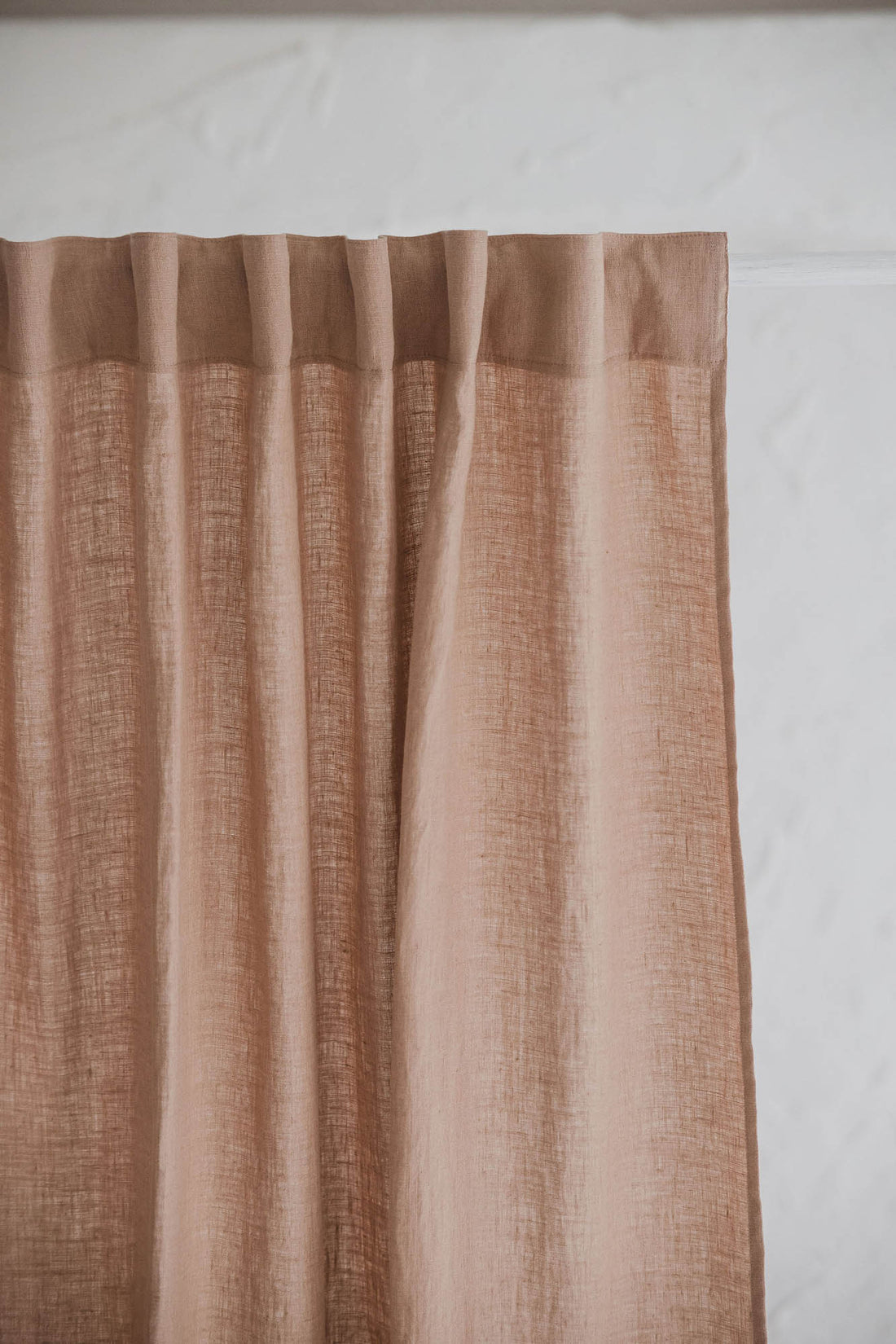 Misty rose sheer linen curtain with multifunctional heading tape