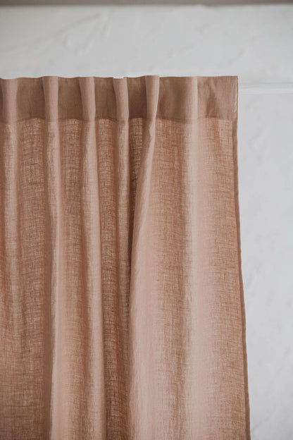 Misty rose sheer linen curtain with multifunctional heading tape