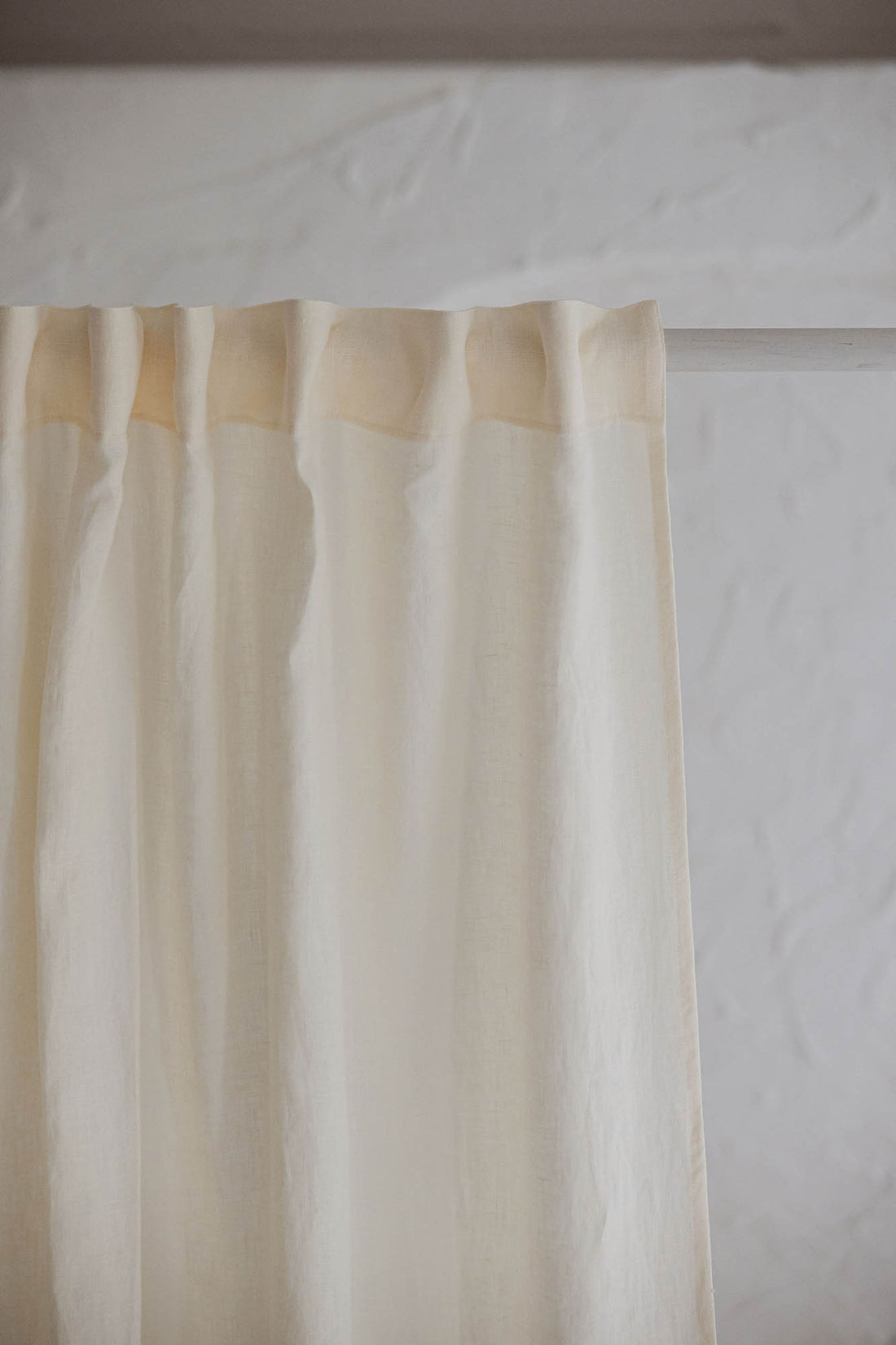 Cream linen curtain with multifunctional heading tape