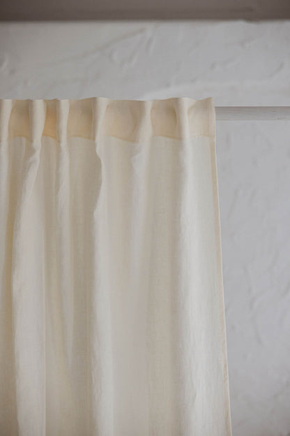 Cream linen curtain with multifunctional heading tape