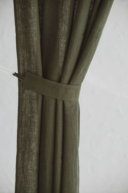 Set of 2 Linen Curtain Tie-Backs for Heavyweight Curtains