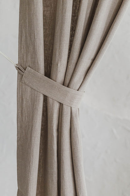 Set of 2 Linen Curtain Tie-Backs for Heavyweight Curtains