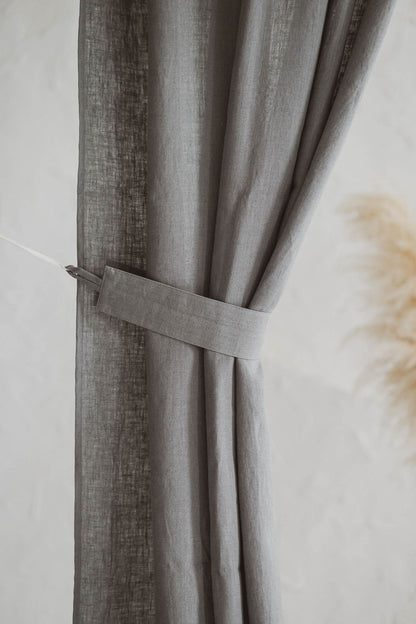 Set of 2 Linen Curtain Tie-Backs for Midweight Curtains