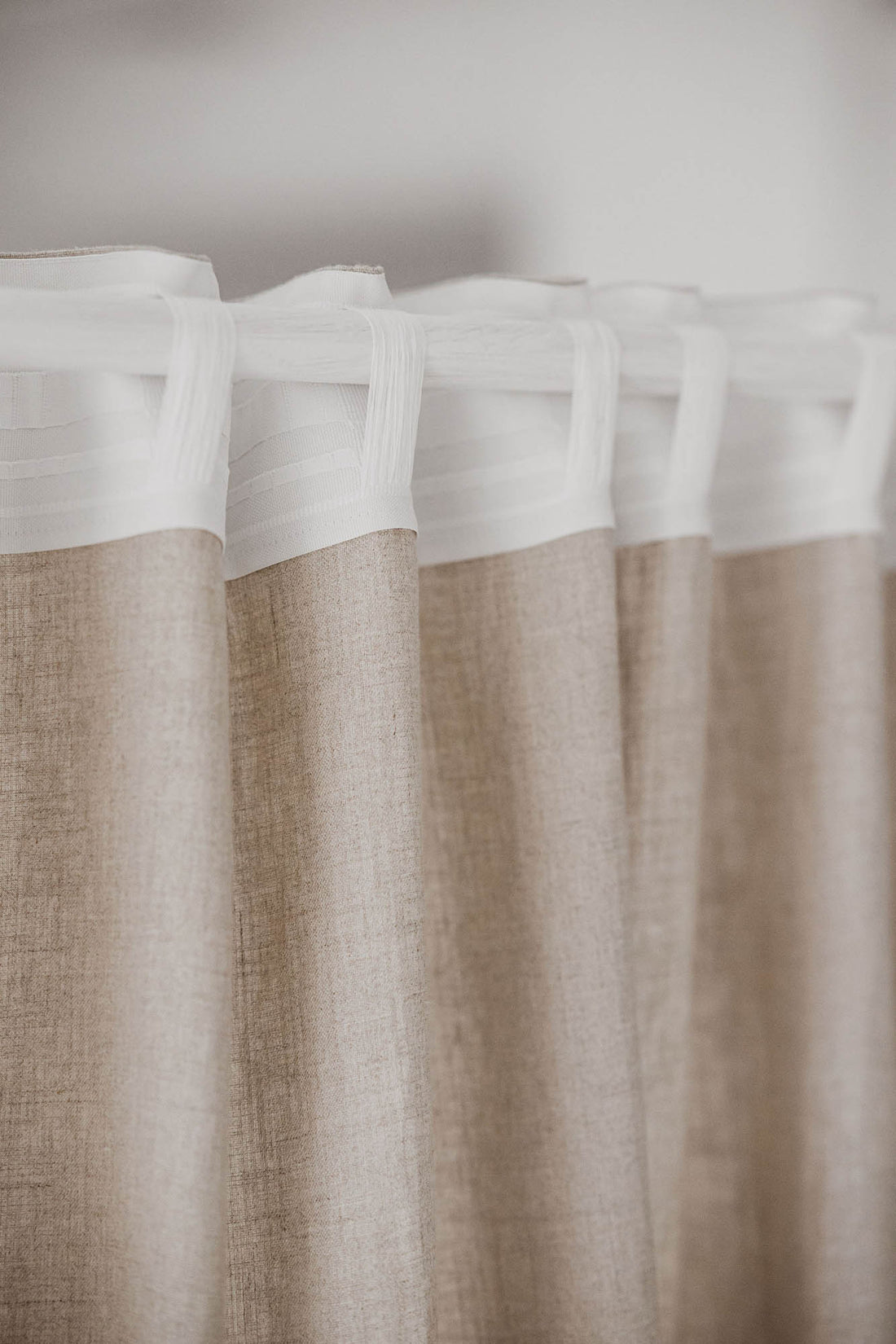 Natural linen curtain with multifunctional heading tape