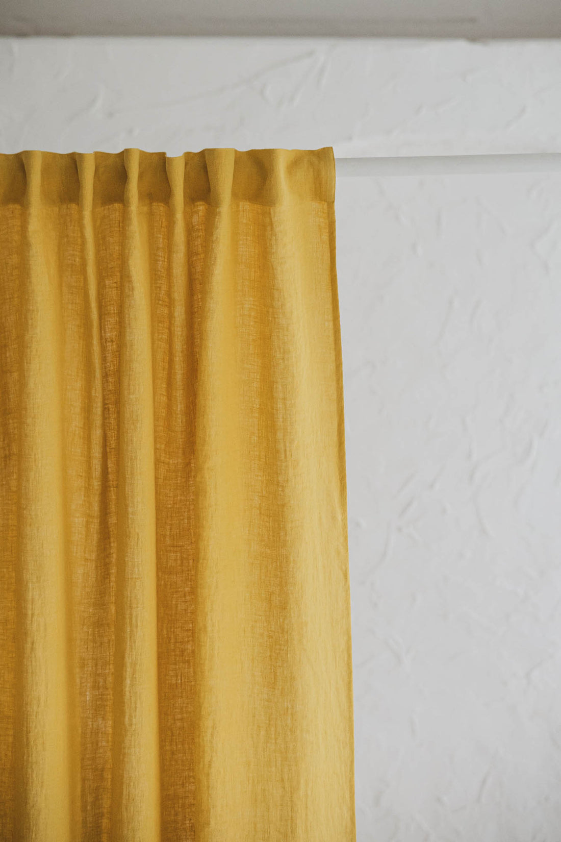 Mimosa yellow linen curtain with multifunctional heading tape
