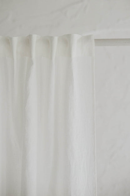 Off white linen curtain with multifunctional heading tape