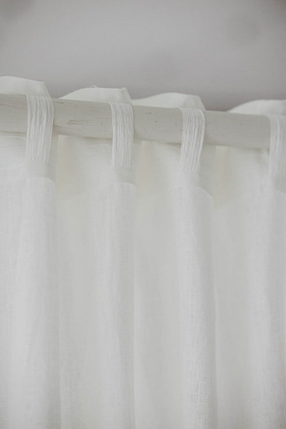 Off white linen curtain with multifunctional heading tape