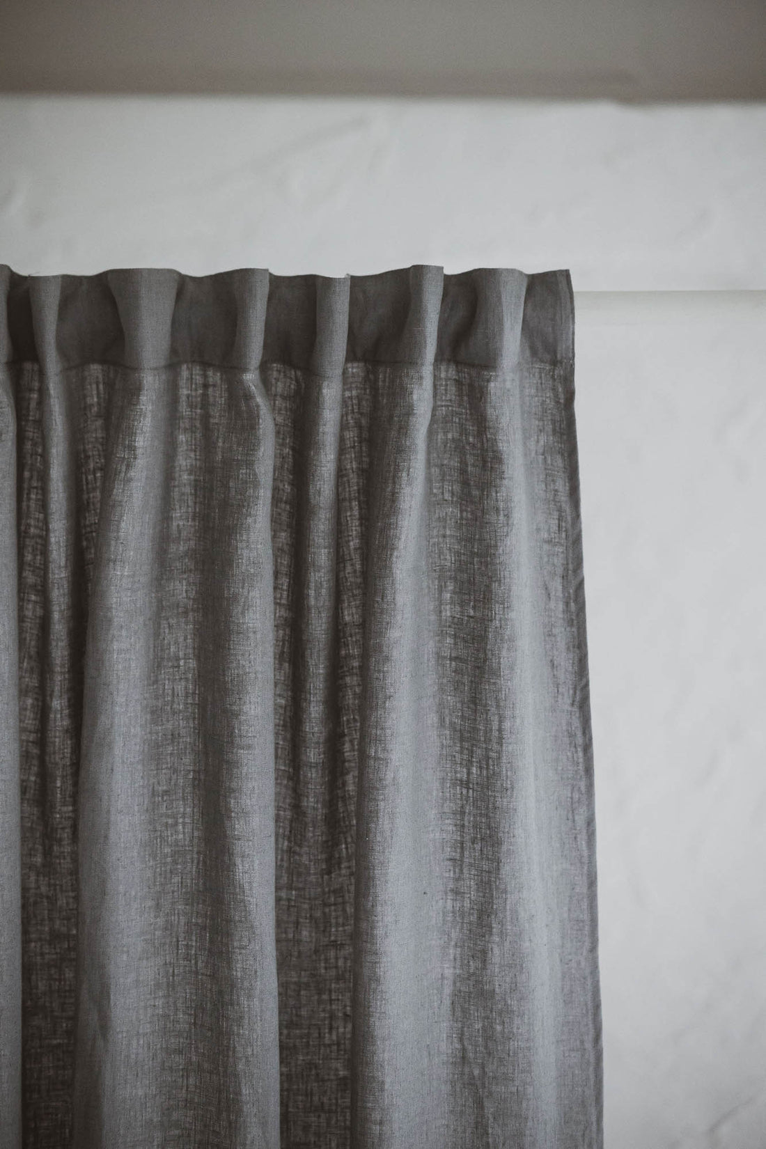 Grey linen curtain with multifunctional heading tape