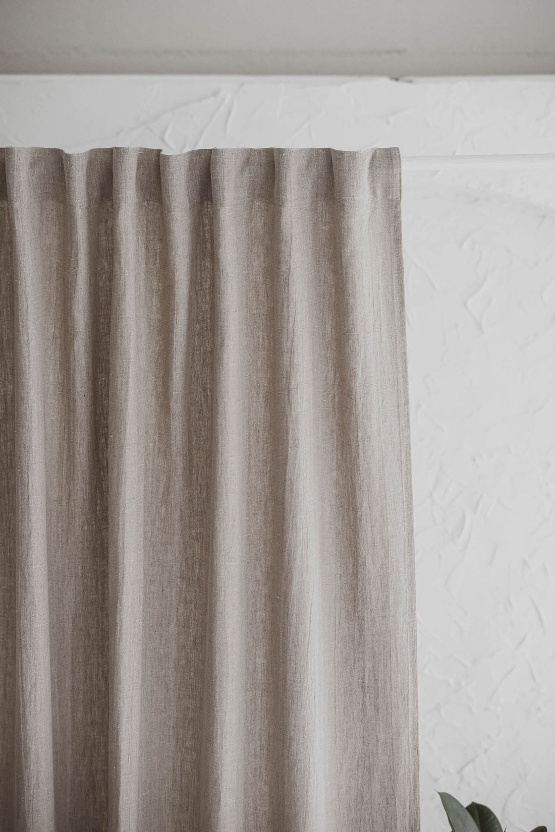 Heavyweight natural linen curtain with multifunctional heading tape