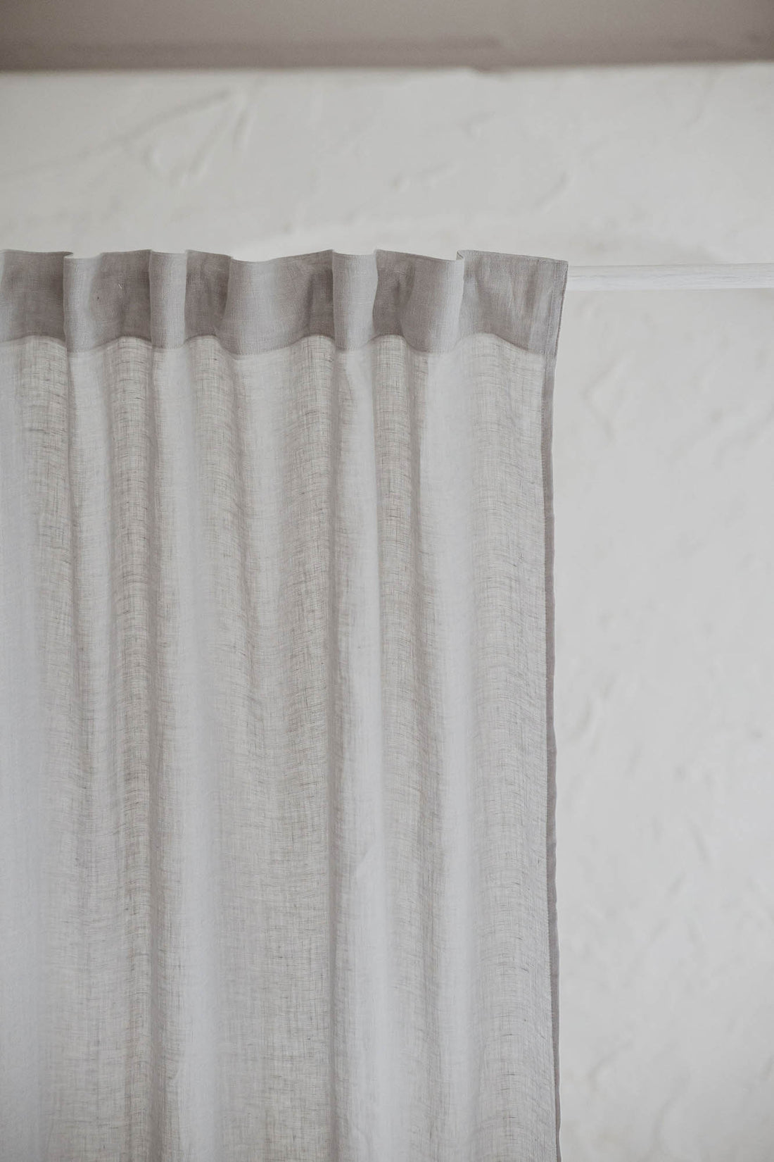 Rainy day sheer linen curtain with multifunctional heading tape
