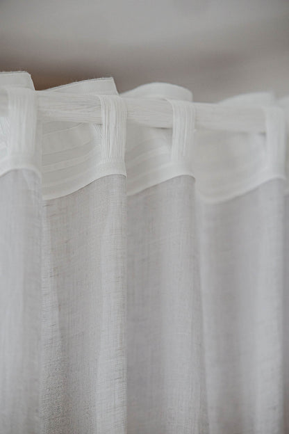 Rainy day sheer linen curtain with multifunctional heading tape