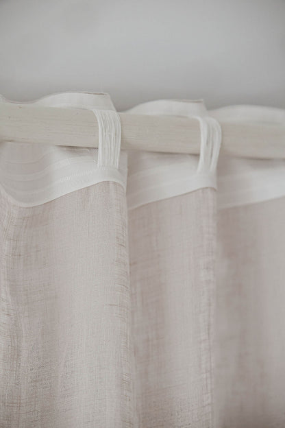 White sand sheer linen curtain with multifunctional heading tape
