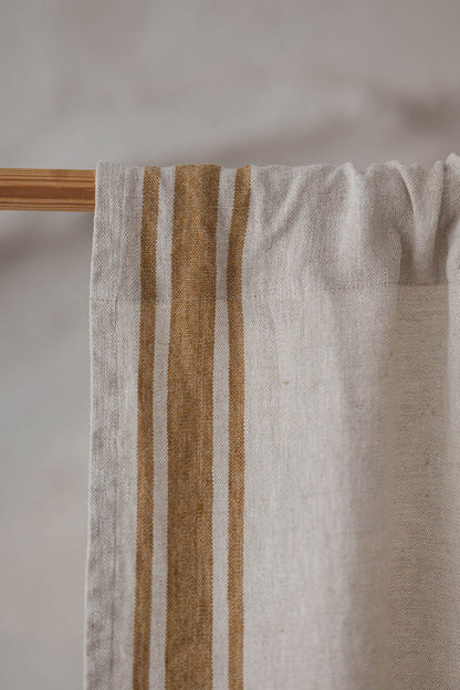 French style linen curtain with golden stripes