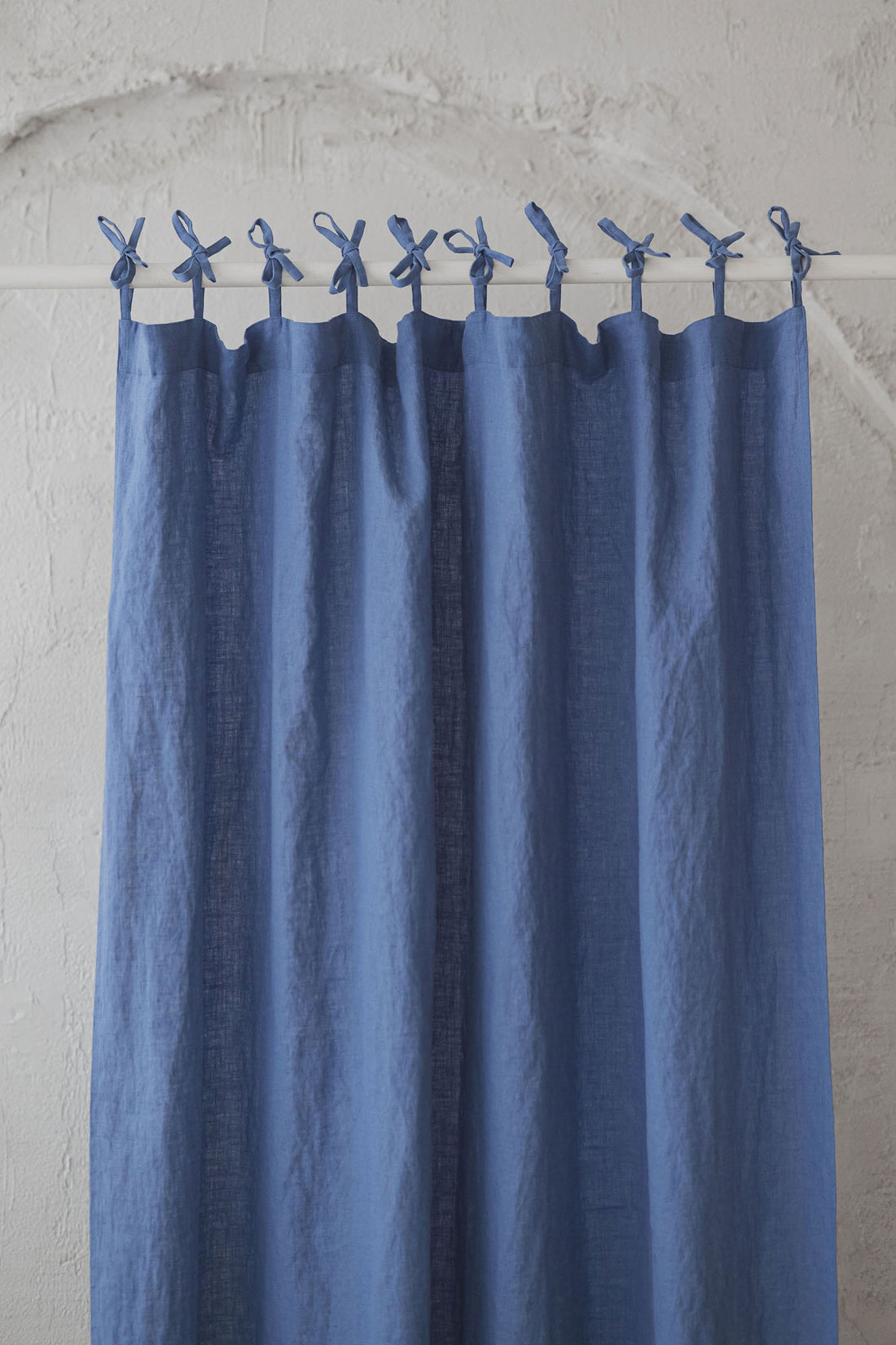 Tie top denim blue linen curtain