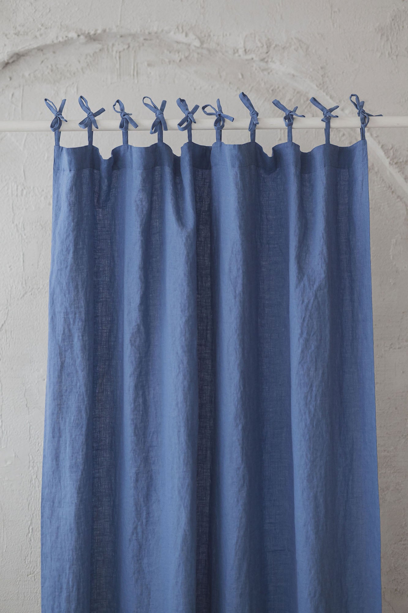 Tie top denim blue linen curtain