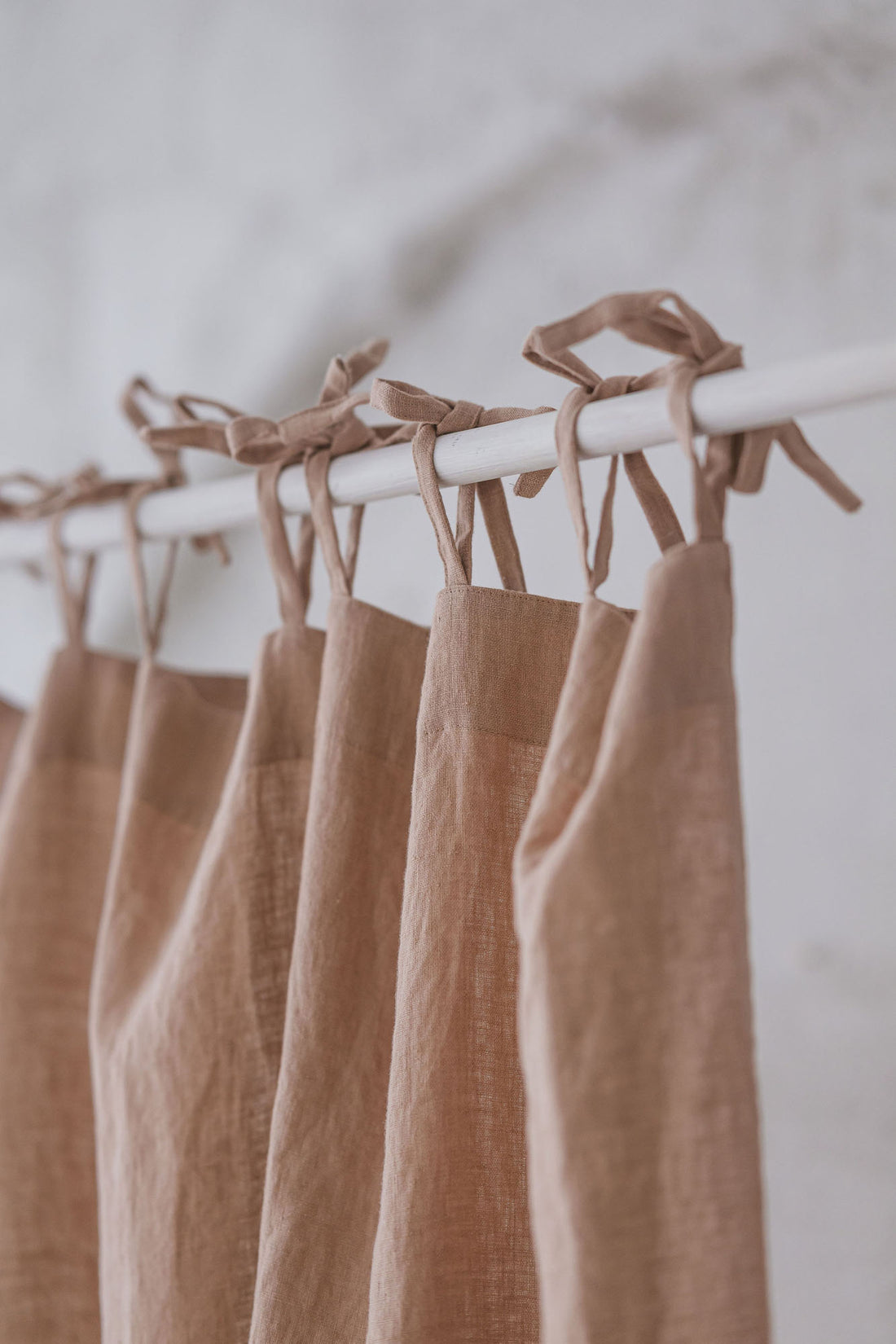 Tie Top Misty Rose Linen Curtain