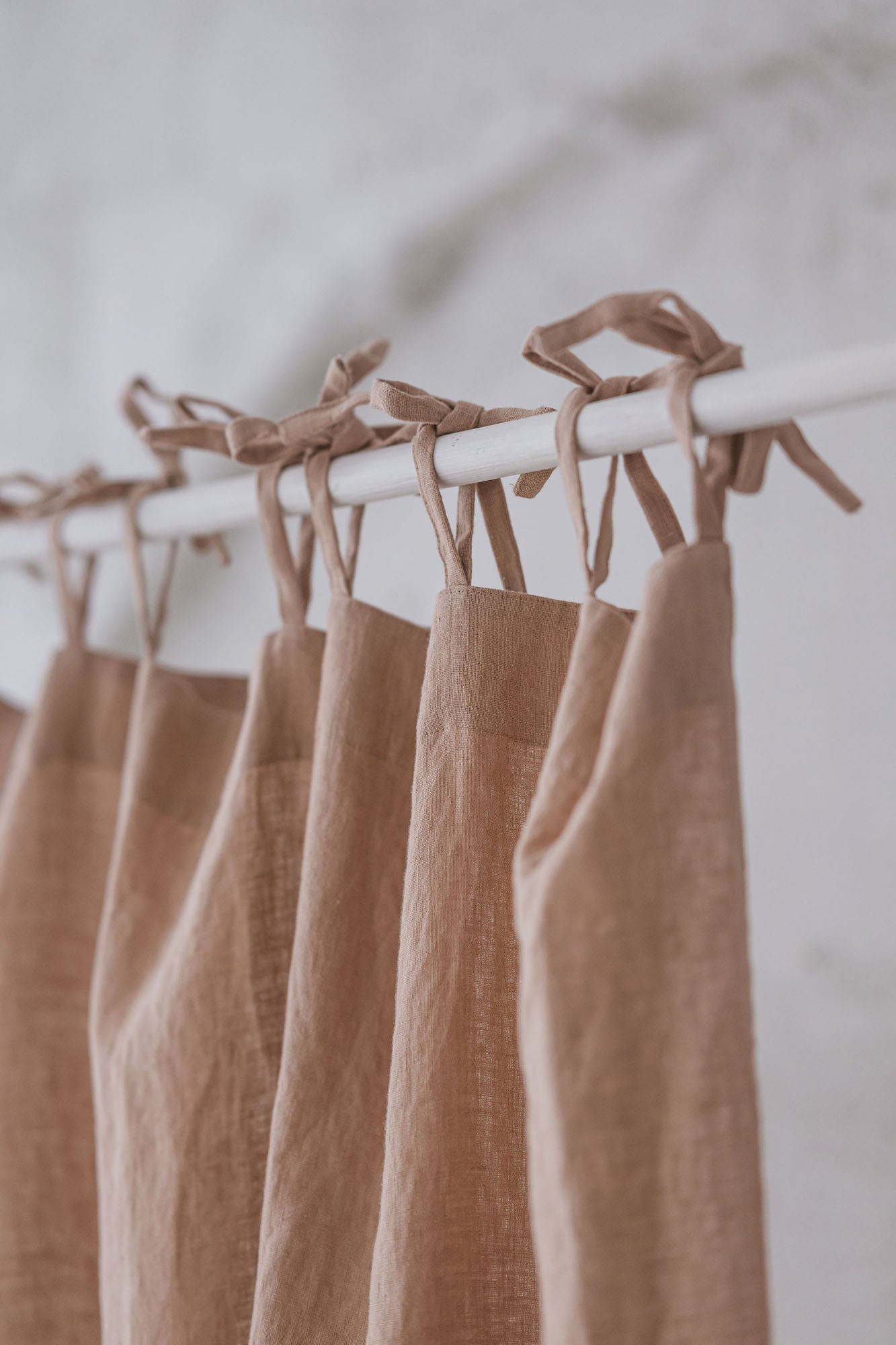 Tie Top Misty Rose Linen Curtain