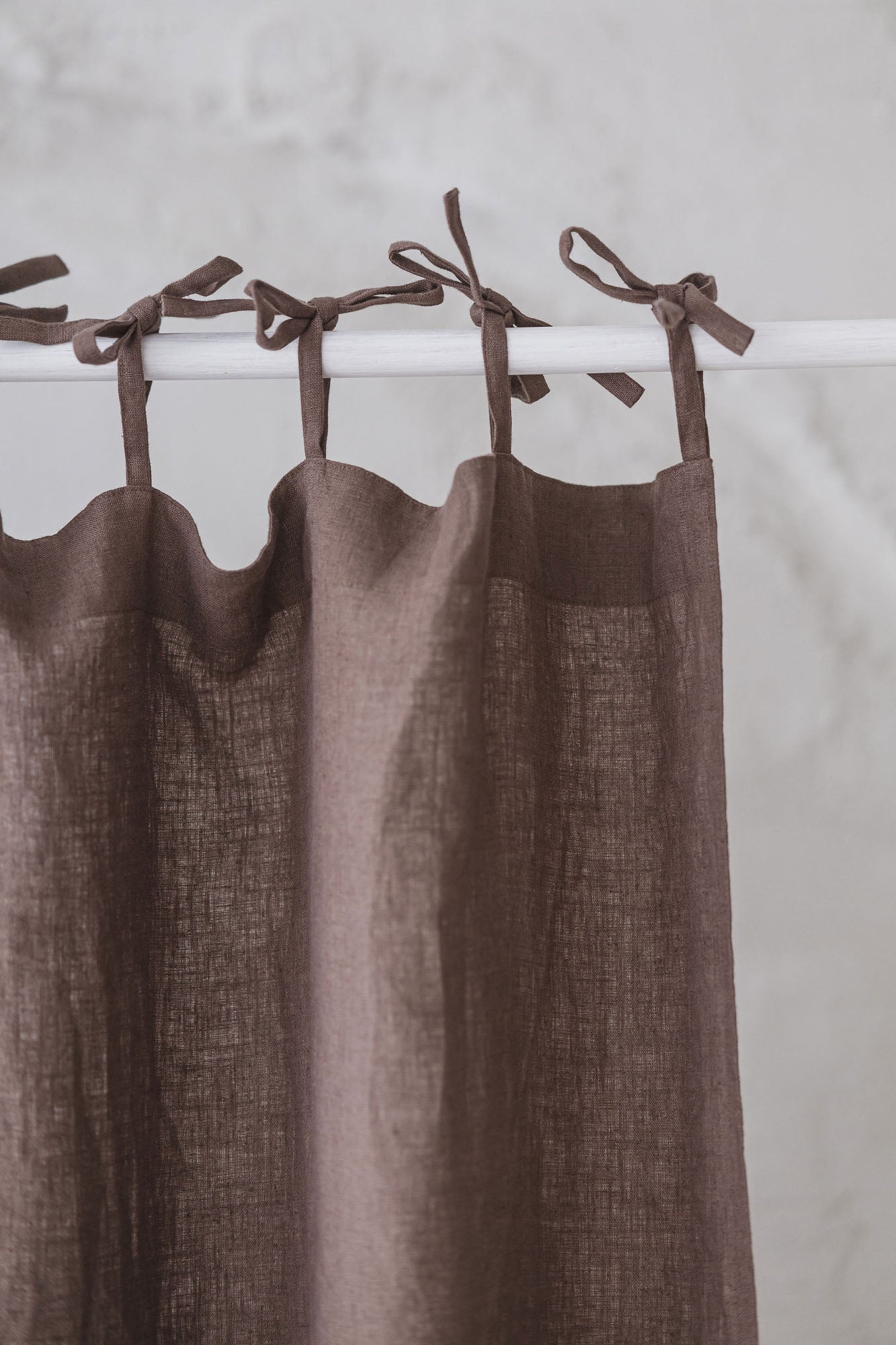 Tie top cocoa linen curtain