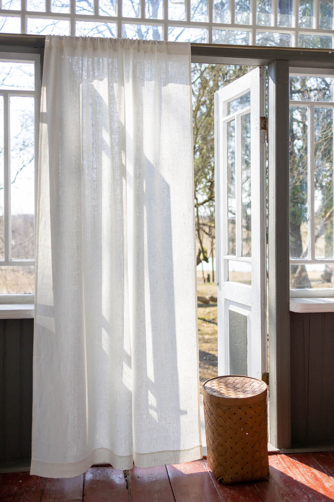 Heavyweight off white linen curtain
