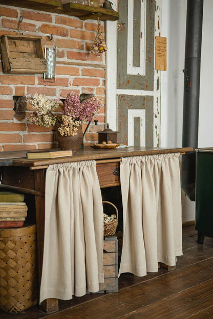 Sand linen cabinet curtain