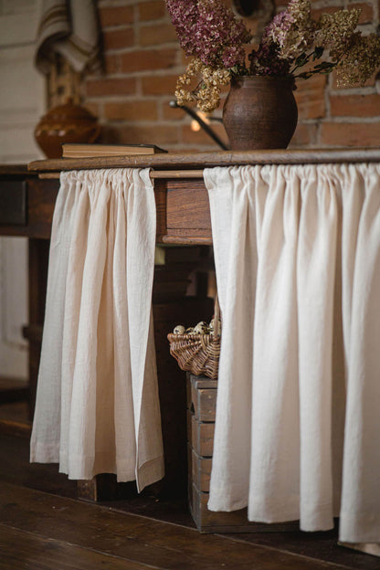 Light cream linen cabinet curtain