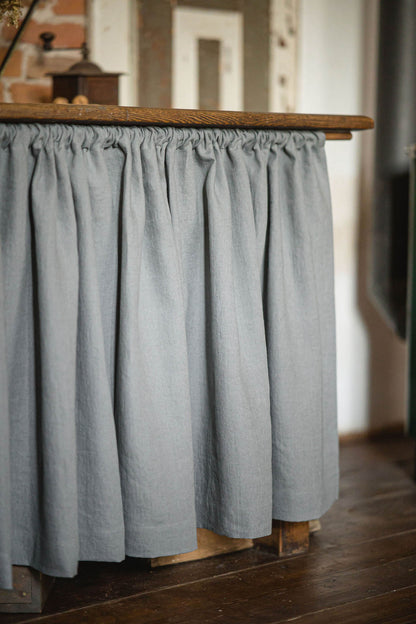 Grey linen cabinet curtain