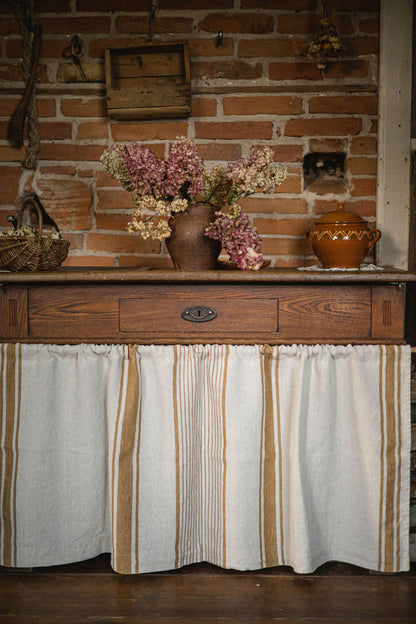 French style linen cabinet curtain with classic golden stripes