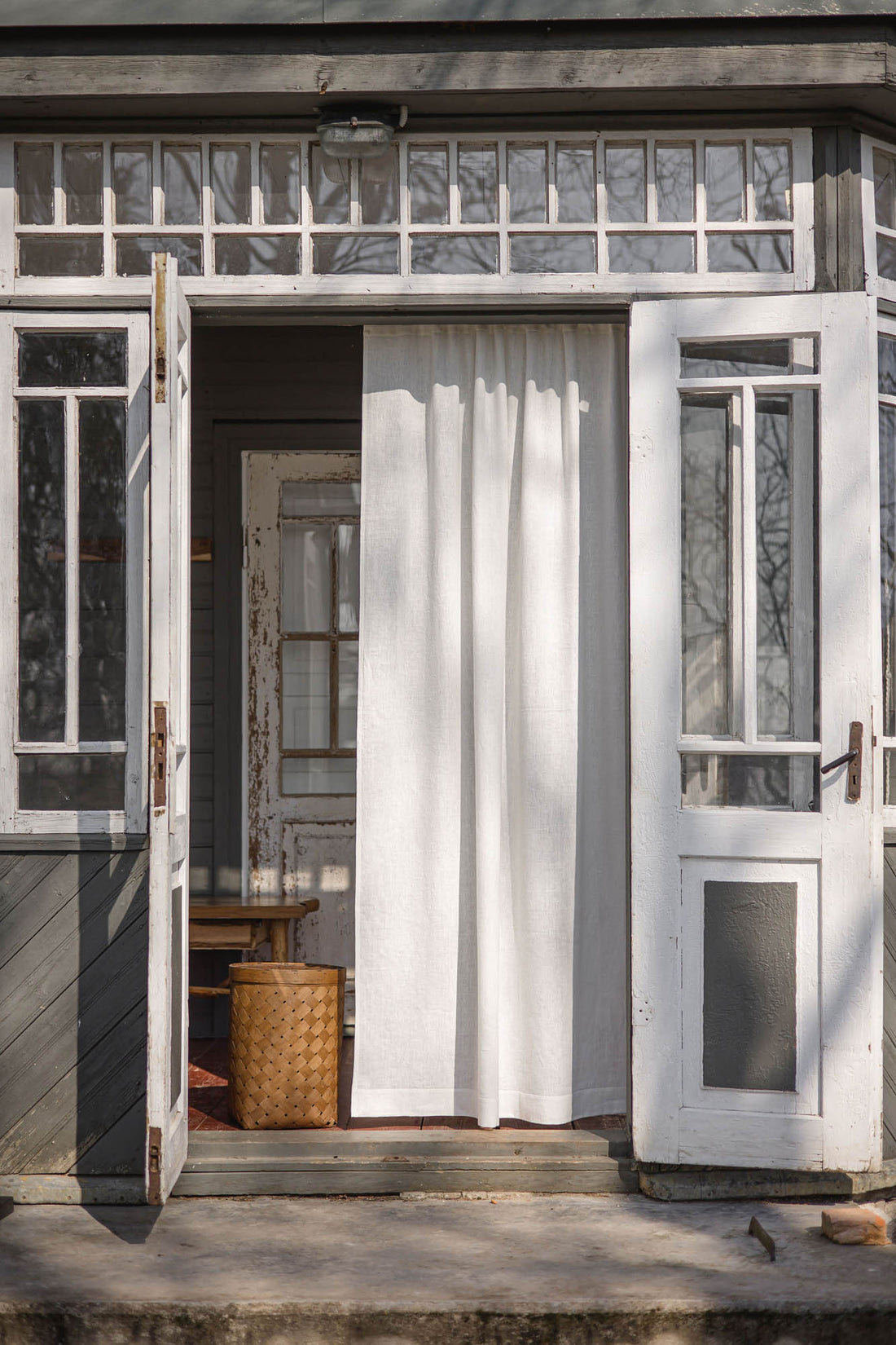 Heavyweight off white linen curtain