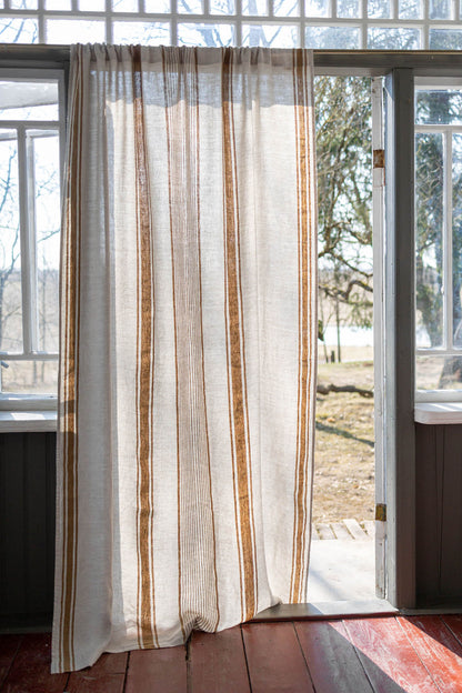 French style linen curtain with golden stripes