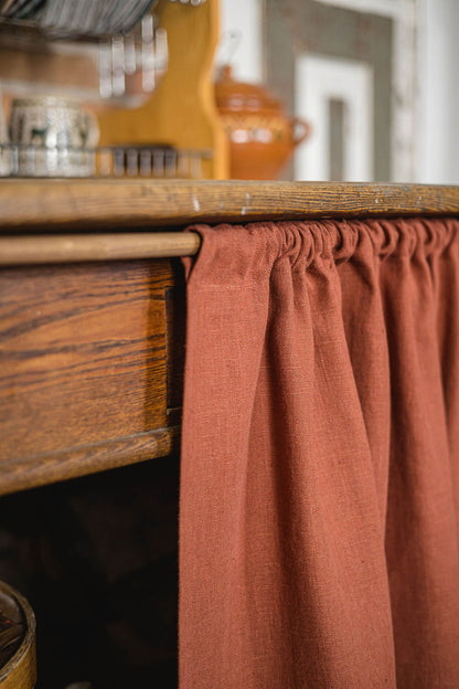 Burnt orange heavyweight linen cabinet curtain