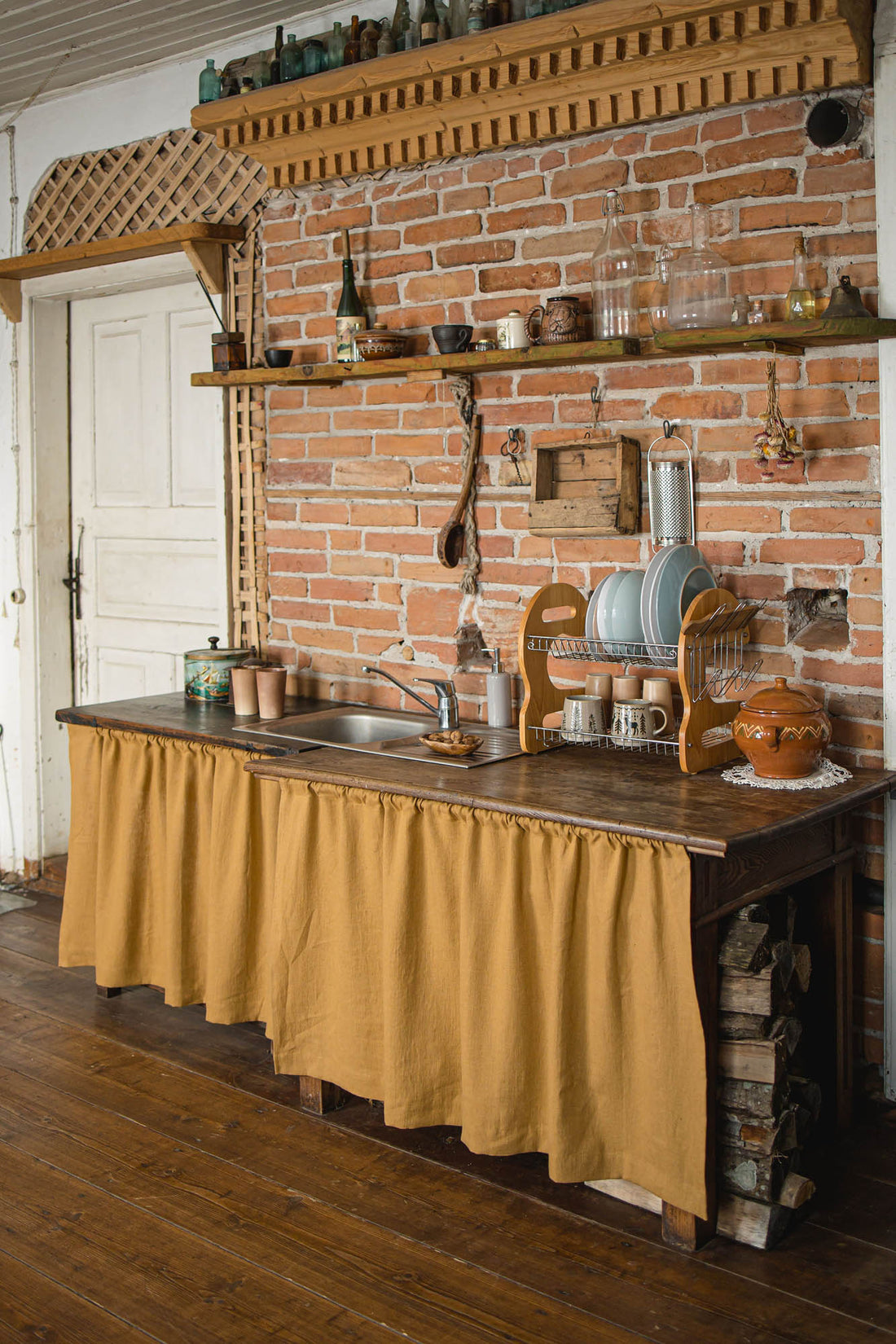 Camel heavyweight linen cabinet curtain